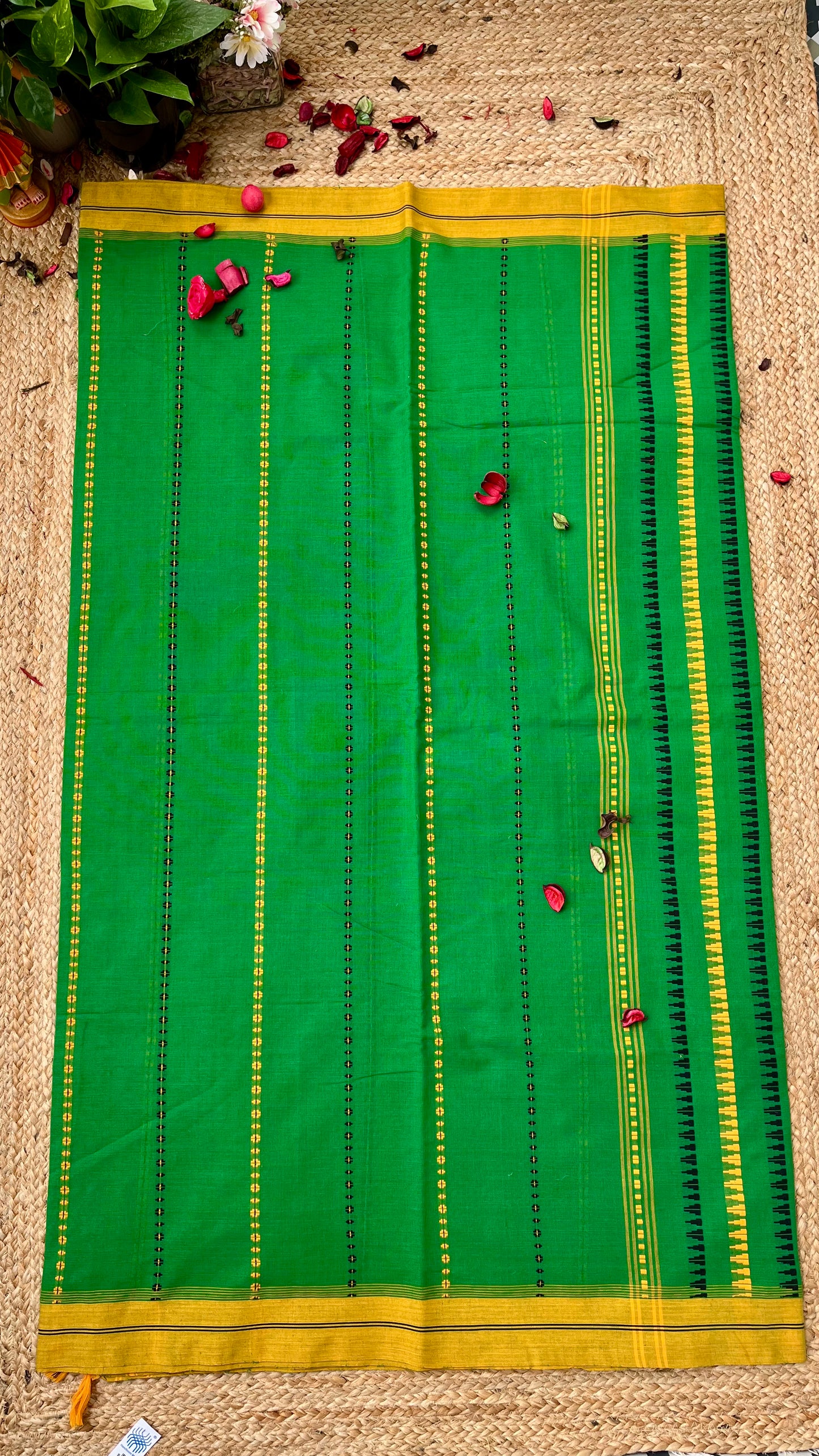Begampuri Pure Cotton handloom Saree - Green