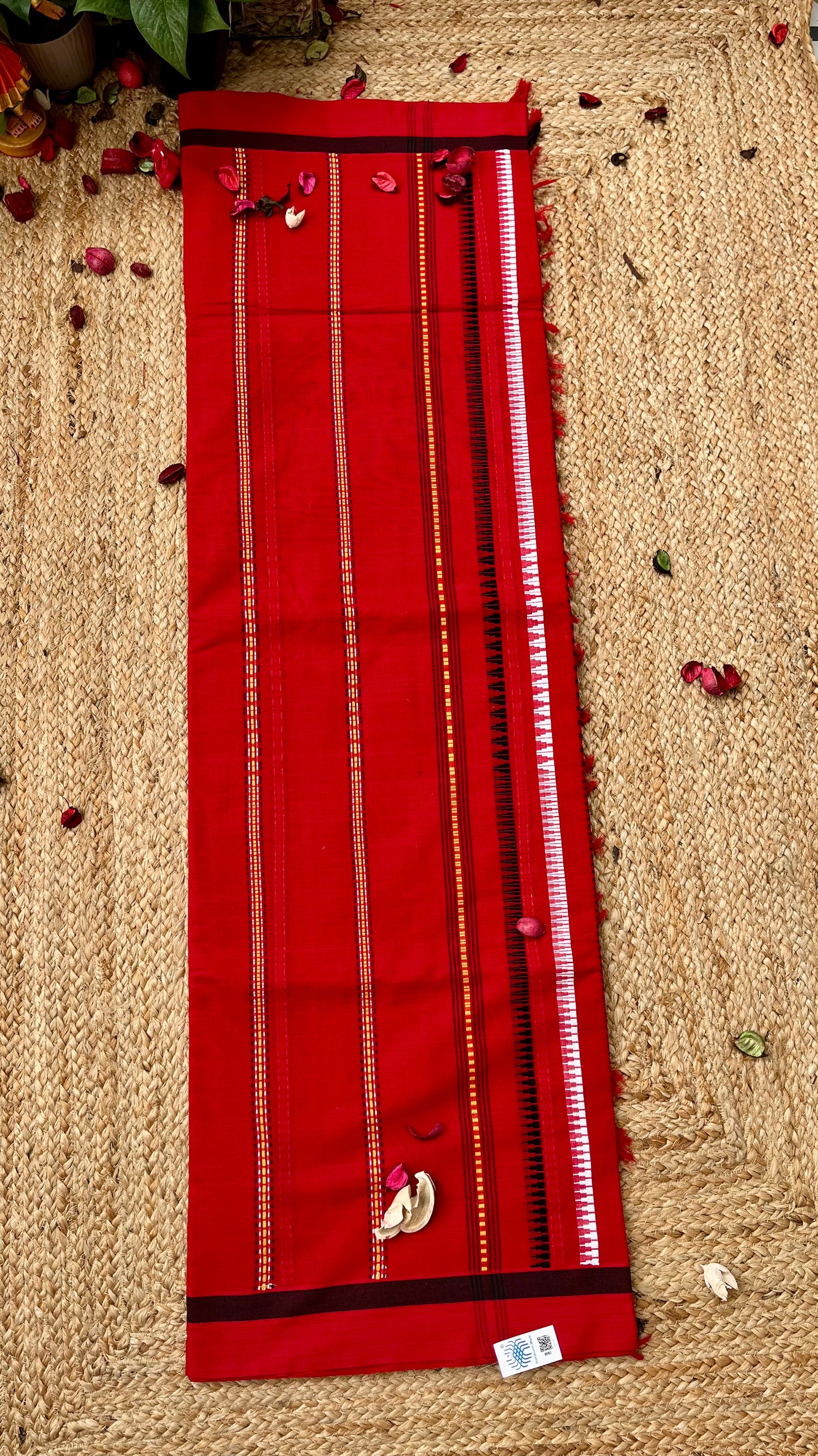 Begampuri Pure Cotton Handloom Saree - Red Black