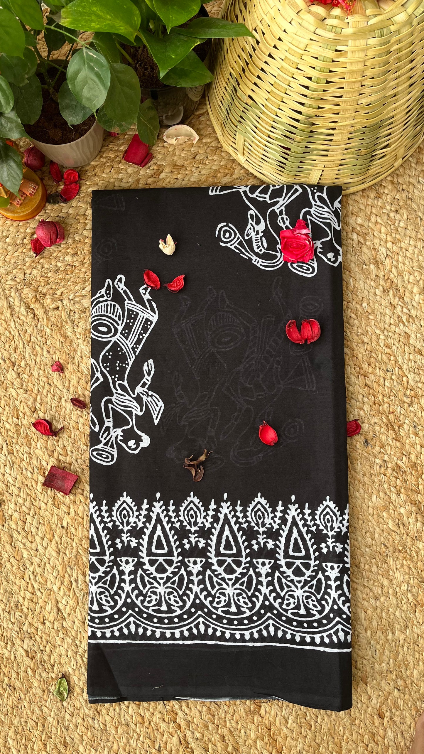 Bagru Print Mulmul Cotton - Black