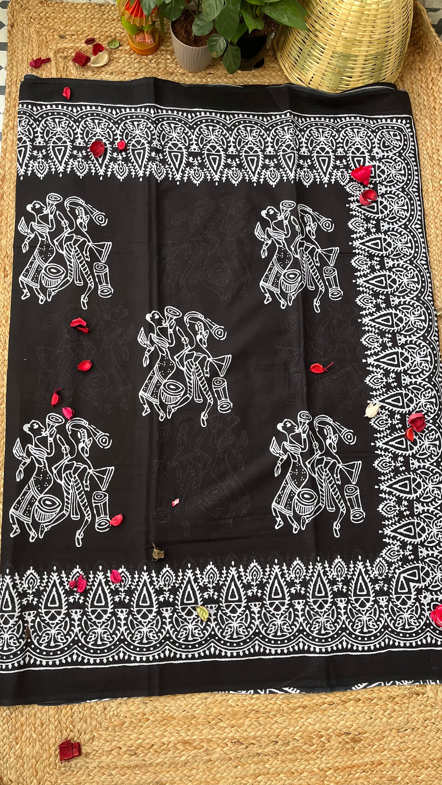 Bagru Print Mulmul Cotton - Black