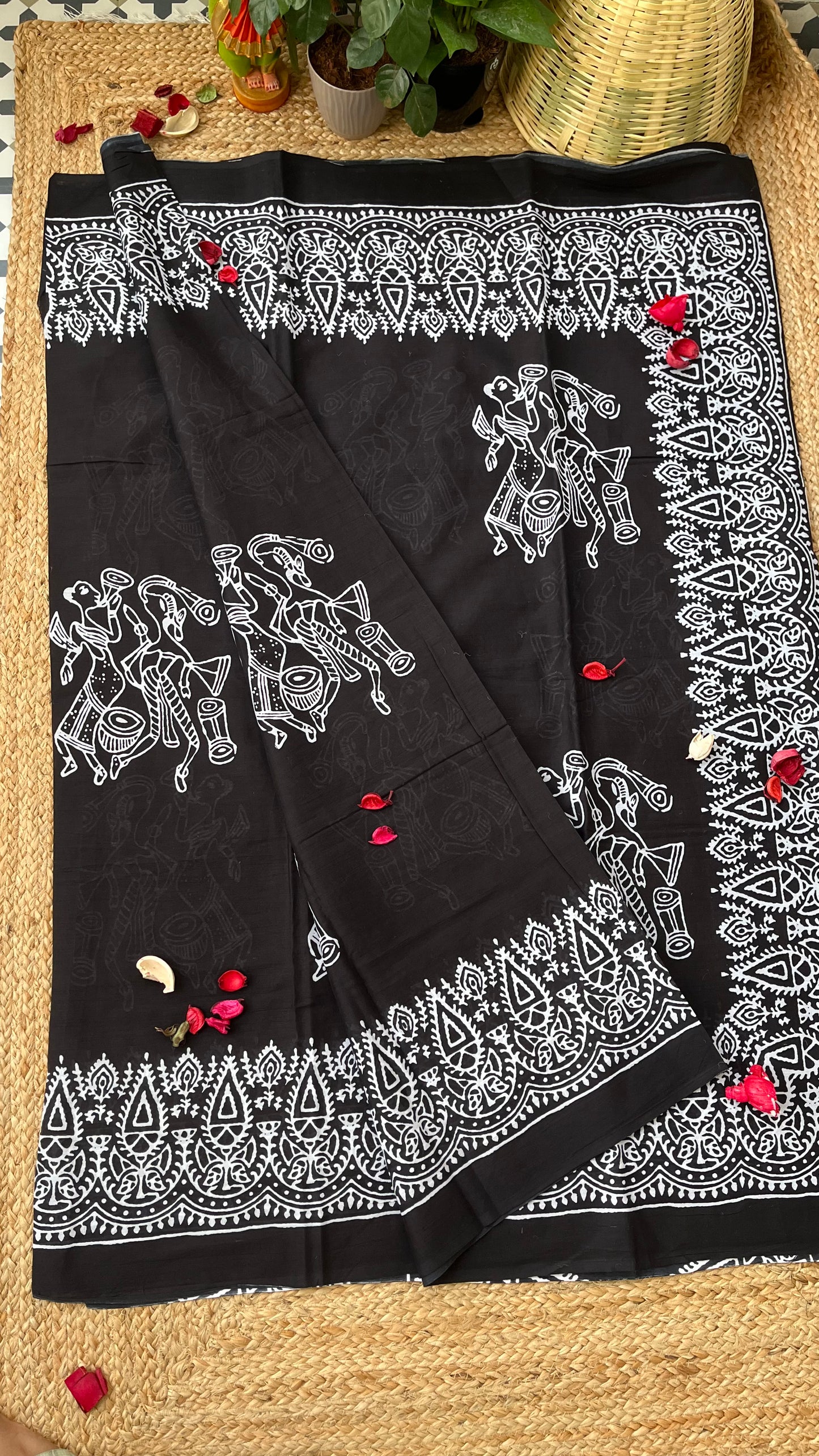 Bagru Print Mulmul Cotton - Black
