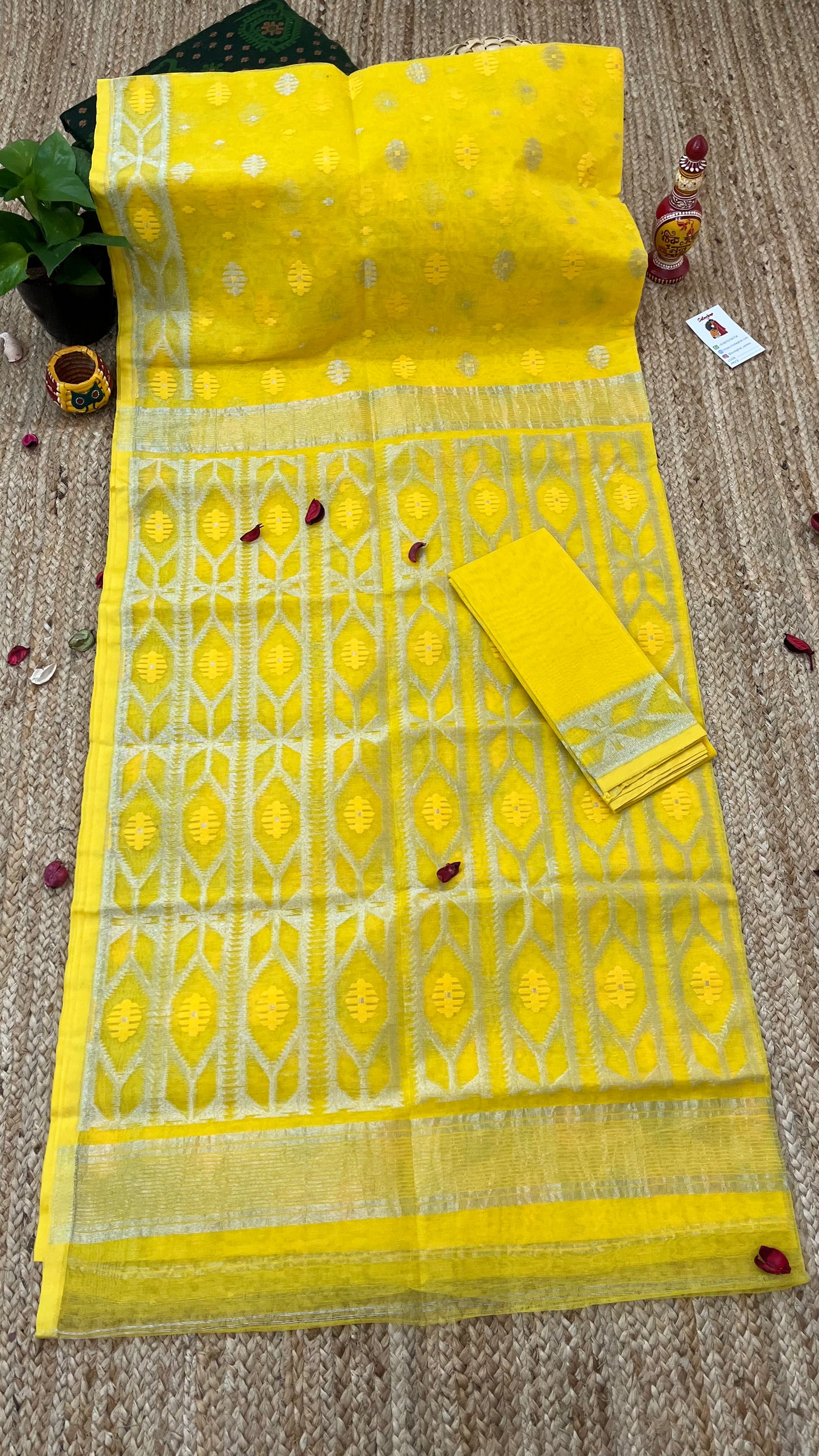 Bengal Handloom Jamdani - Yellow