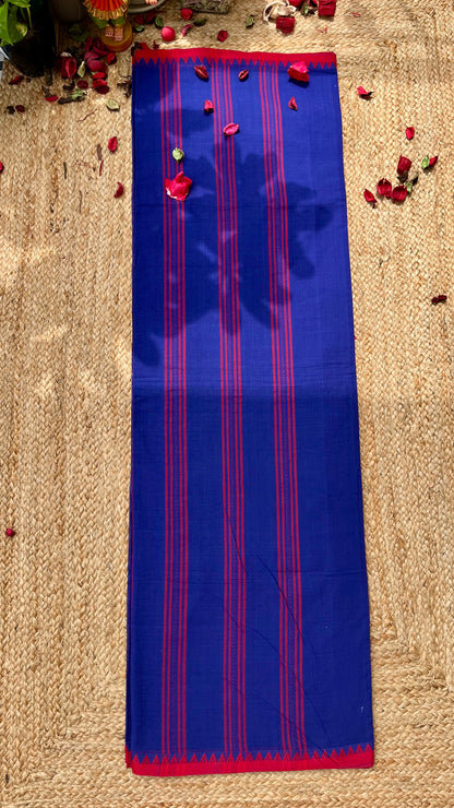 Dhaniakhal Pure Cotton Handloom Saree - Navy Blue