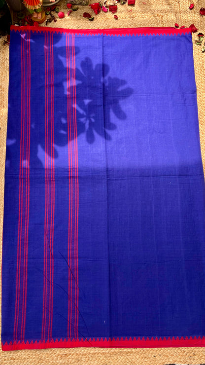 Dhaniakhal Pure Cotton Handloom Saree - Navy Blue