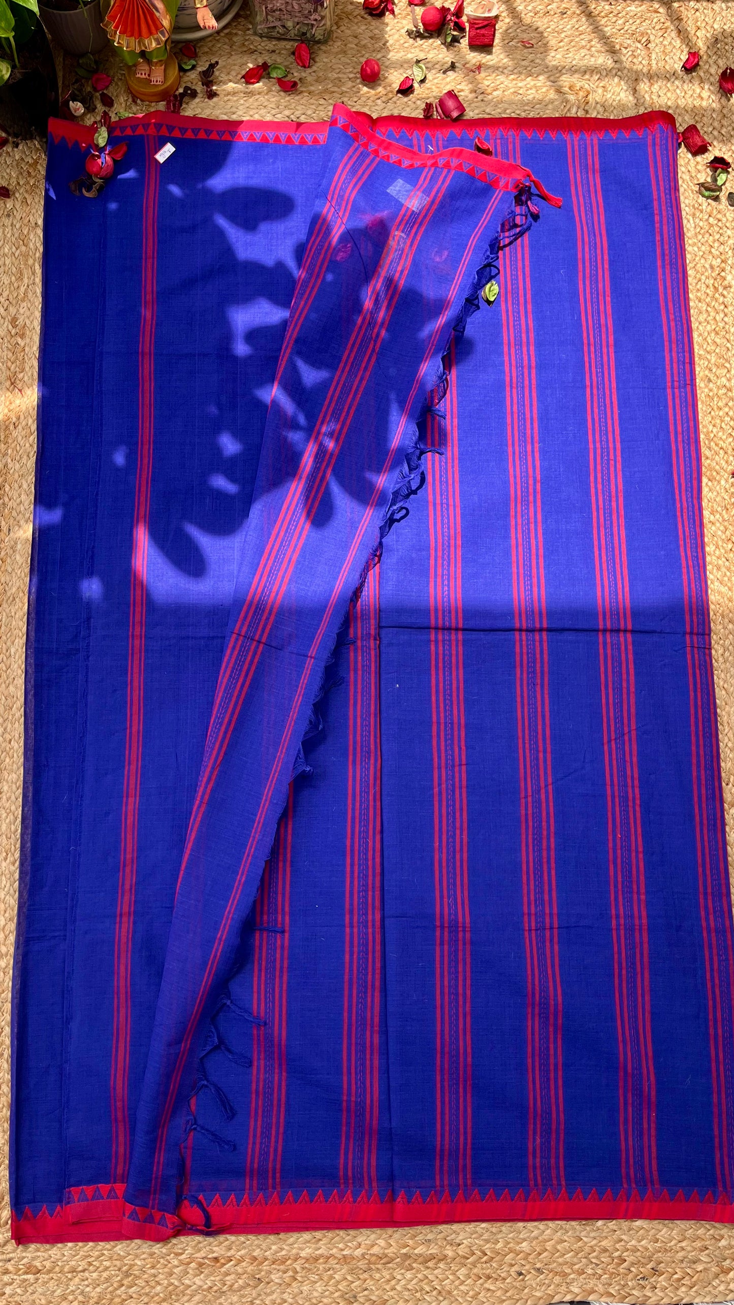 Dhaniakhal Pure Cotton Handloom Saree - Navy Blue
