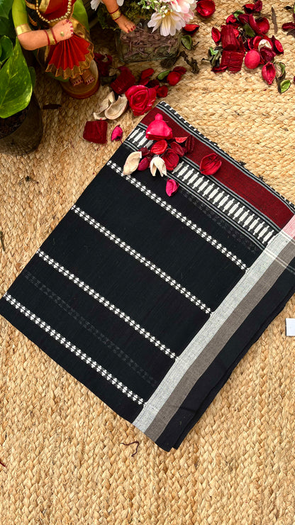 Begampuri Pure Cotton Handloom Saree - Black
