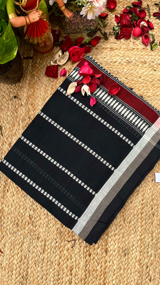 Begampuri Pure Cotton Handloom Saree - Black