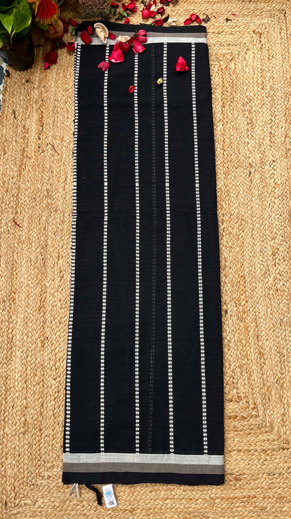 Begampuri Pure Cotton Handloom Saree - Black