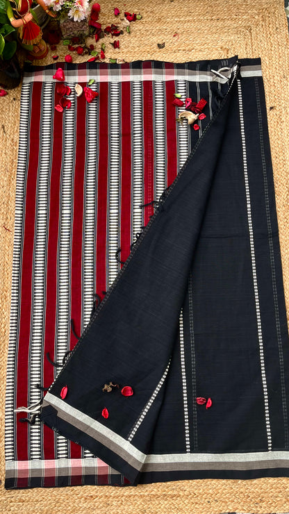 Begampuri Pure Cotton Handloom Saree - Black
