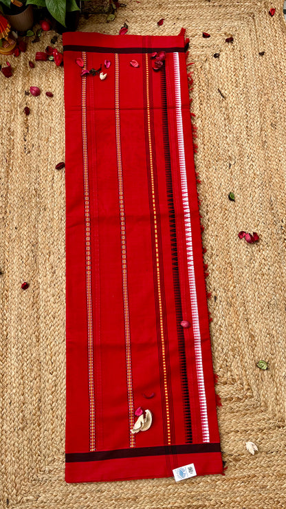 Begampuri Pure Cotton Handloom Saree - Red Black