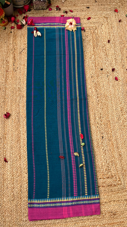 Begampuri Pure Cotton Handloom Saree - Blue