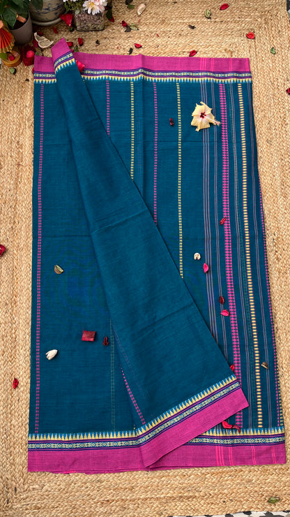 Begampuri Pure Cotton Handloom Saree - Blue