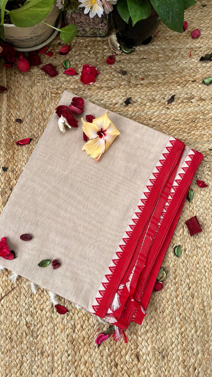 Dhaniakhal iPure Cotton Handloom Saree - Beige