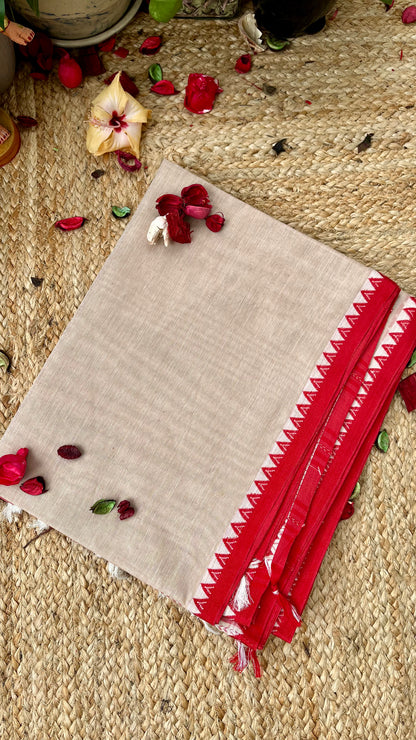 Dhaniakhal iPure Cotton Handloom Saree - Beige