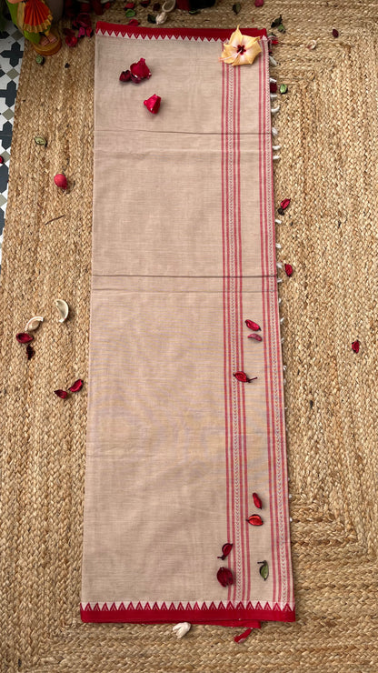 Dhaniakhal iPure Cotton Handloom Saree - Beige