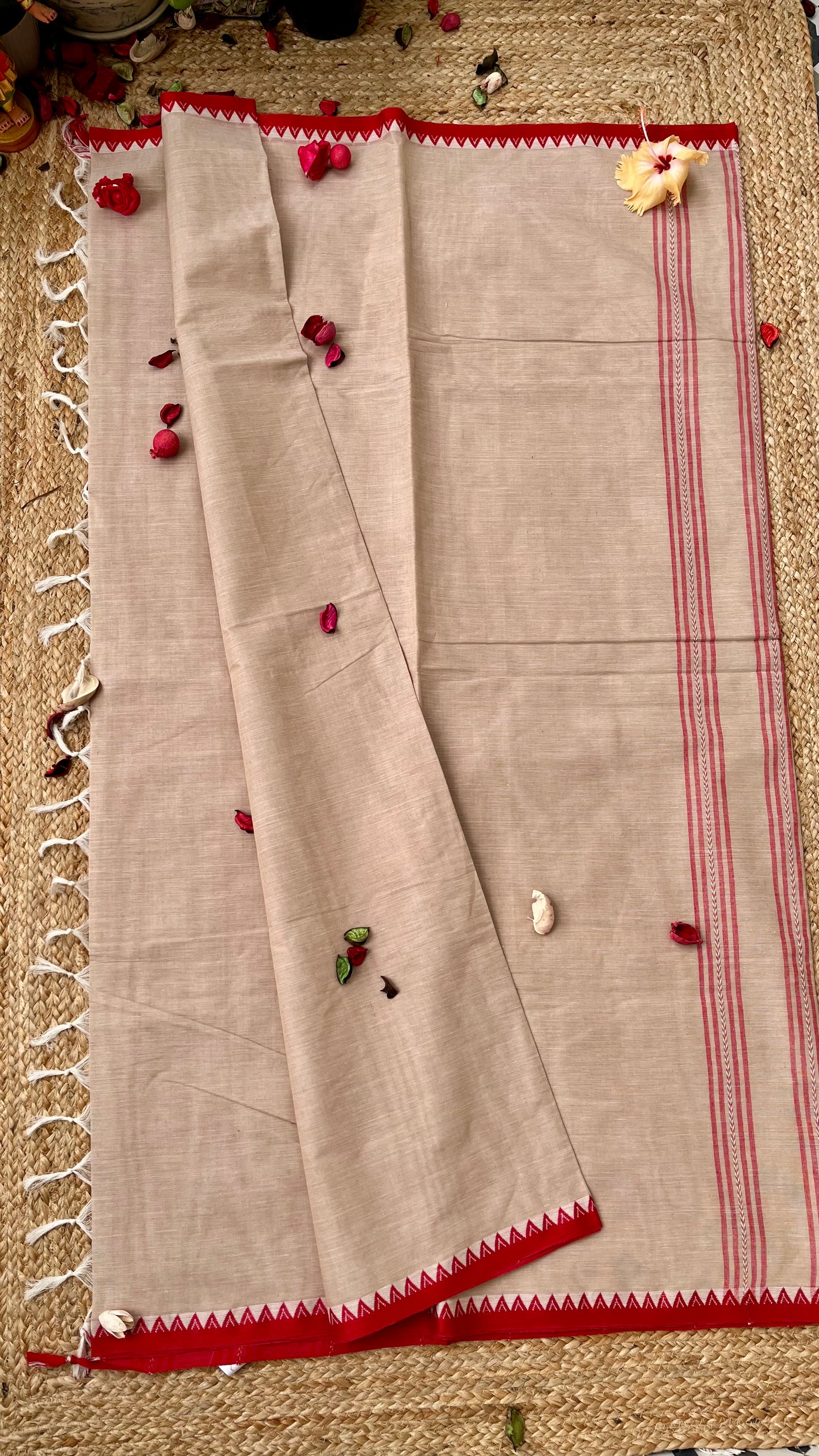 Dhaniakhal iPure Cotton Handloom Saree - Beige