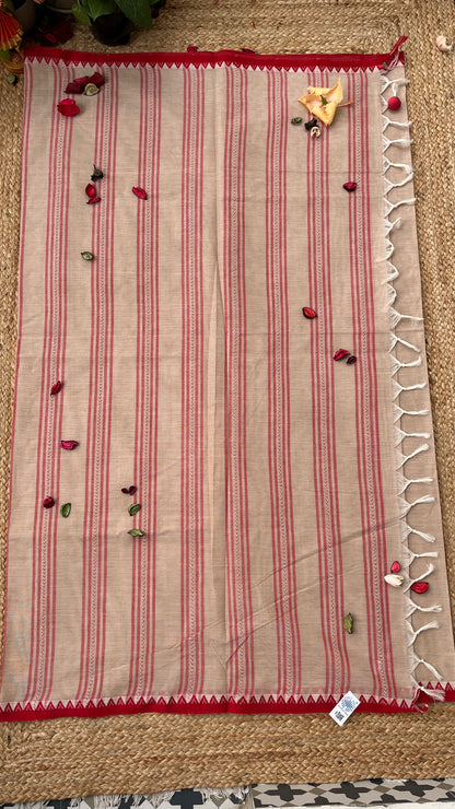 Dhaniakhal iPure Cotton Handloom Saree - Beige