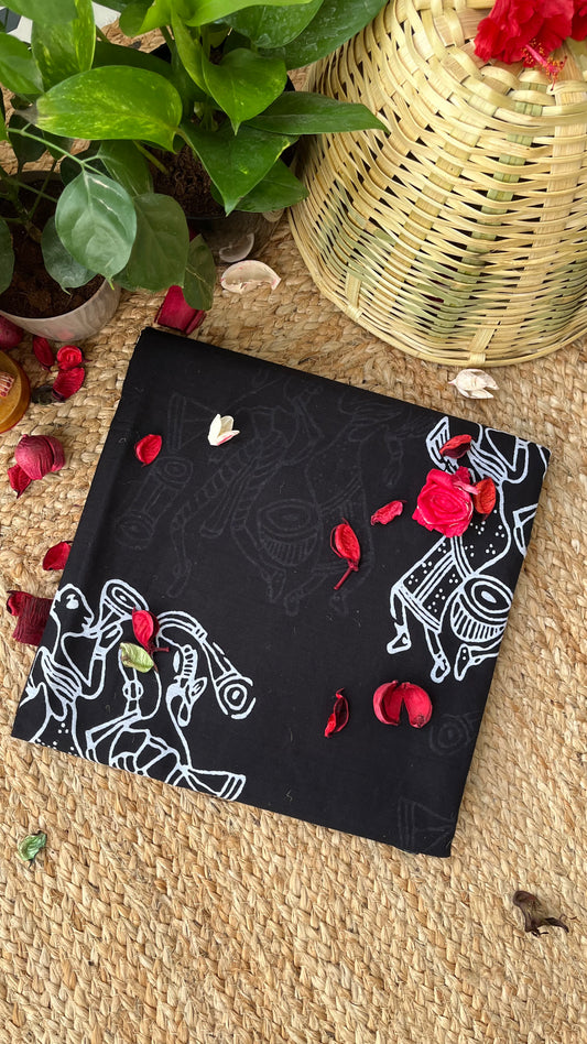 Bagru Print Mulmul Cotton - Black