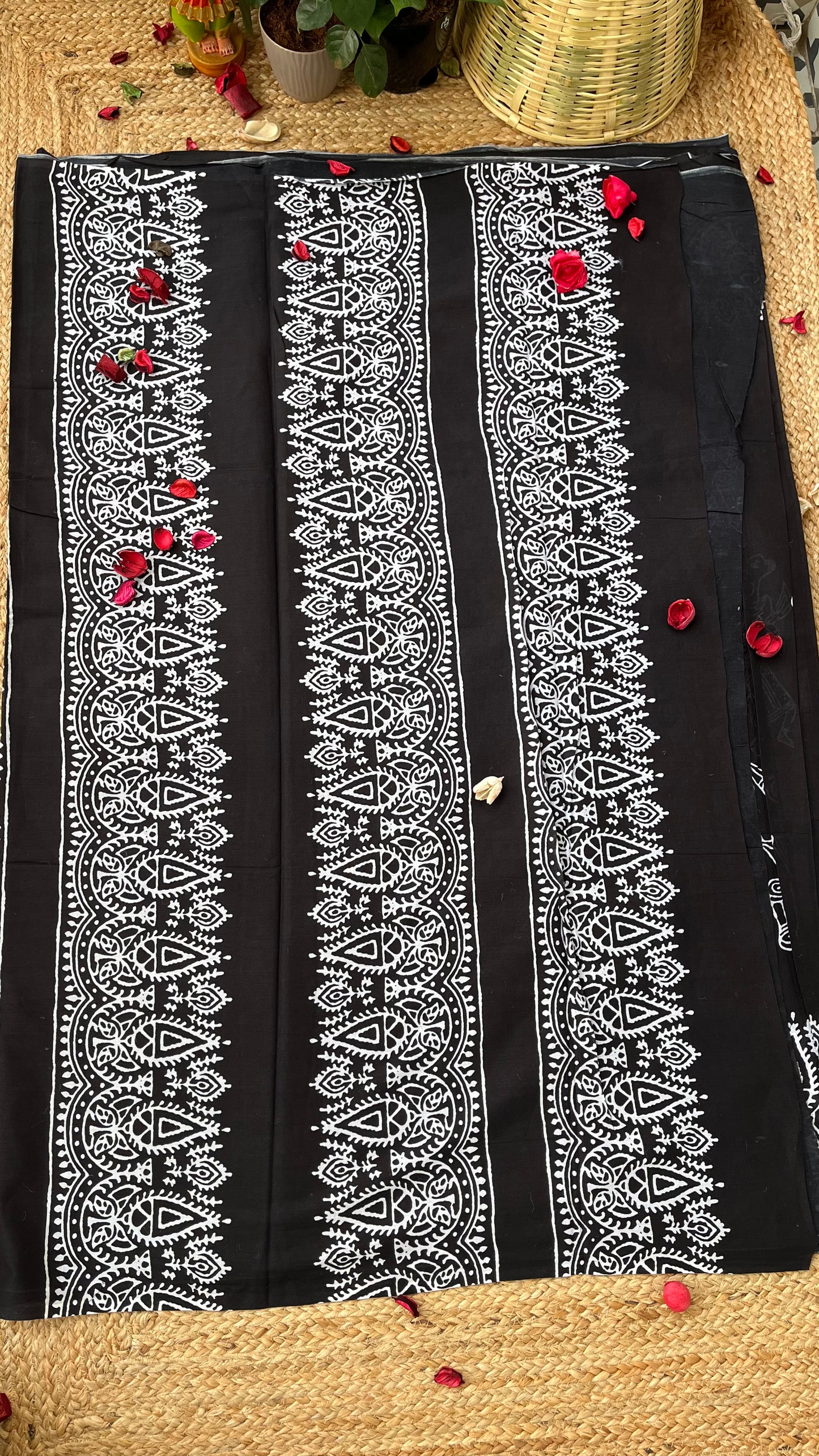 Bagru Print Mulmul Cotton - Black