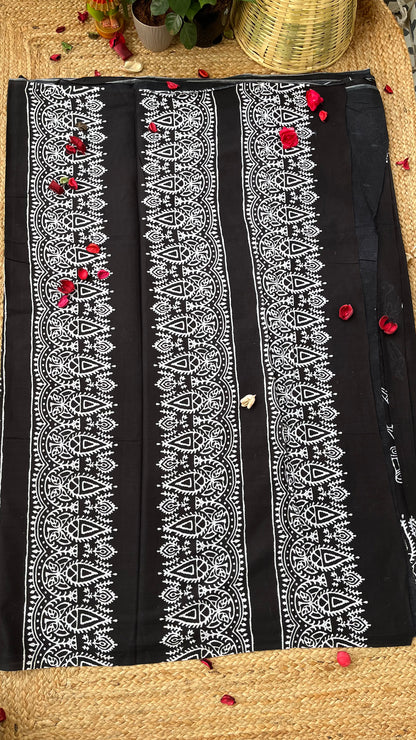 Bagru Print Mulmul Cotton - Black