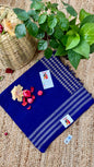 Embroidered Bengal Cotton Handloom Saree - Navy Blue