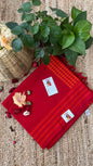 Embroidered Bengal Cotton Handloom Saree - Red