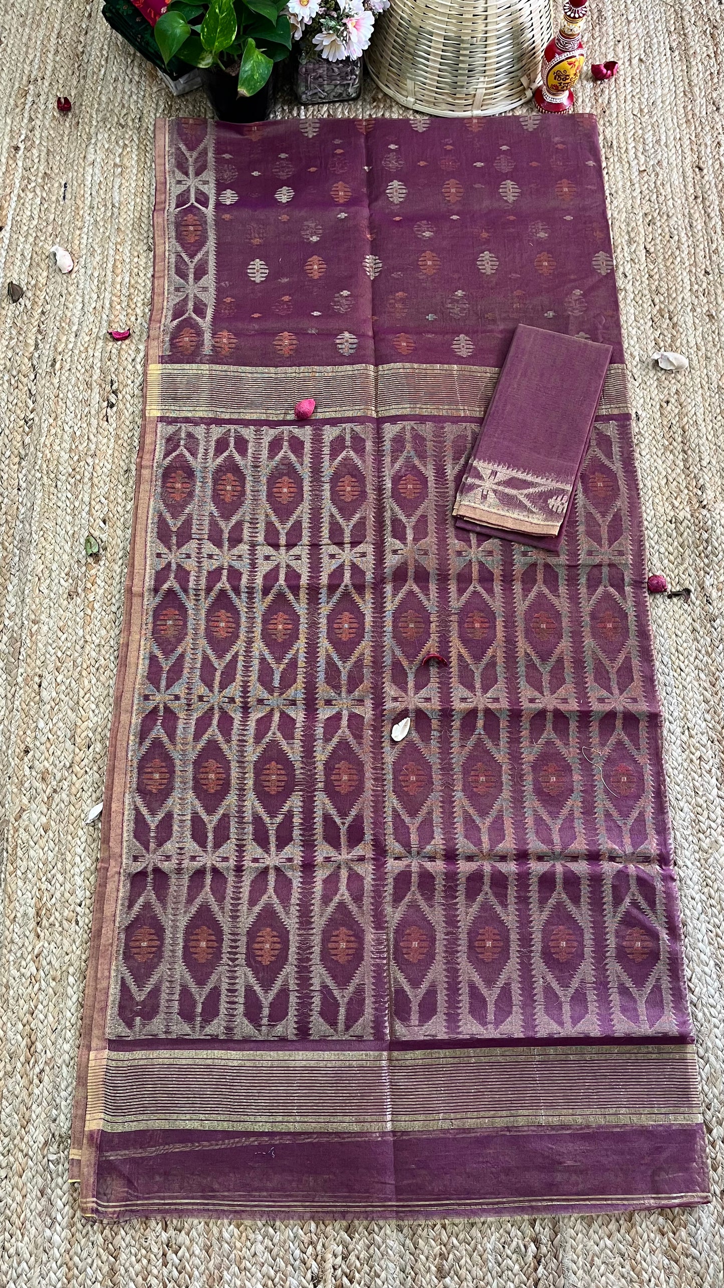 Bengal Handloom Jamdani - Dark Magenta