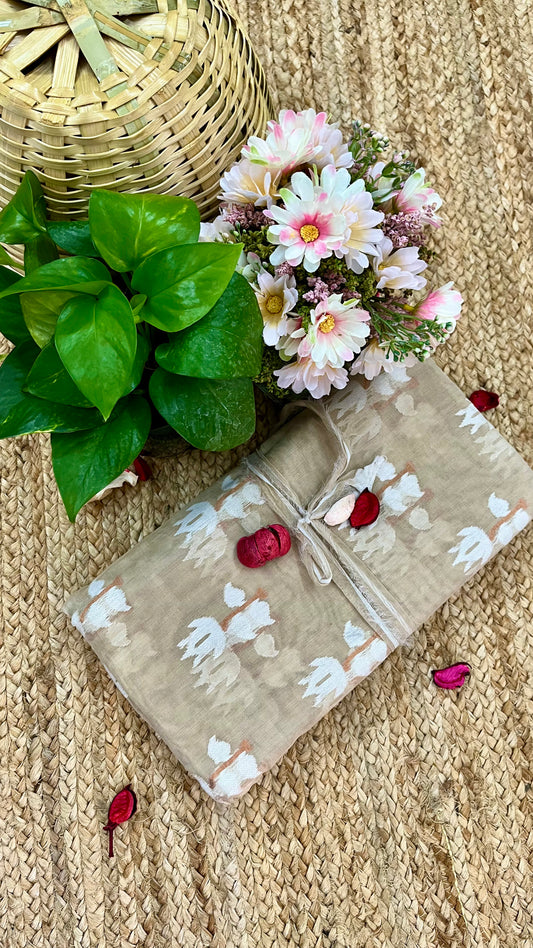 Bengal Handloom Jamdani - Beige White
