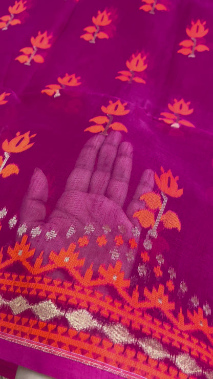 Bengal Handloom Jamdani - Dark Pink